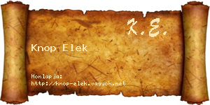 Knop Elek névjegykártya